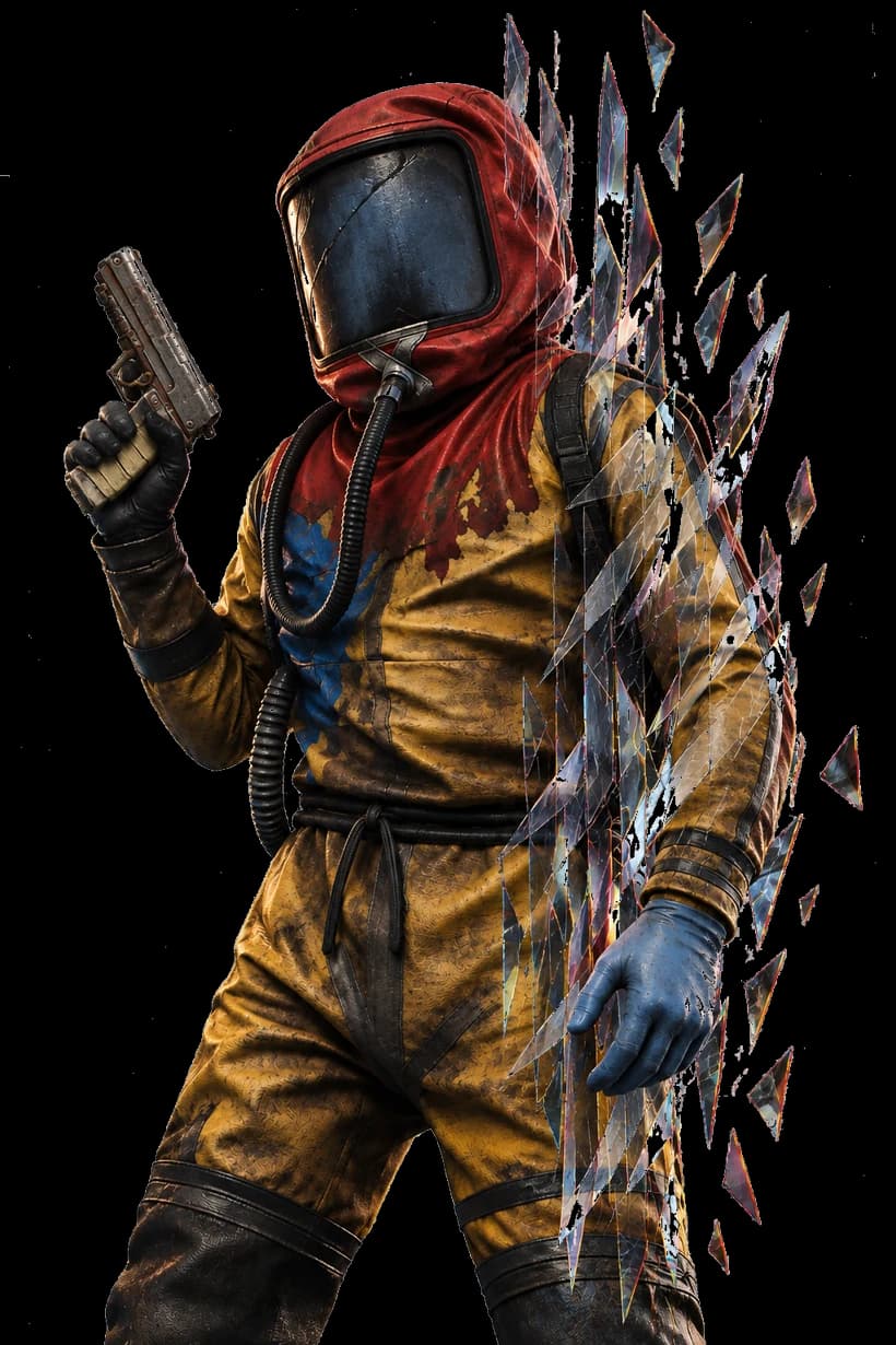 Personaje con traje hazmat de Rust
